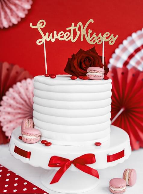 Decoración para tarta dorada sweet kisses - Valentine Collection - Partydeco | Funidelia