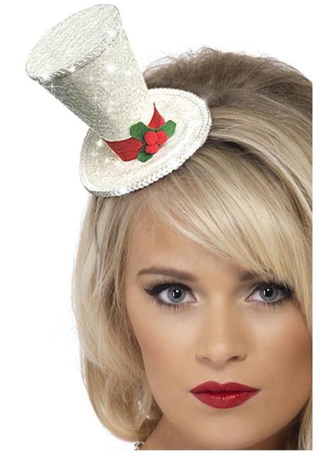 Diadema de chistera navideño blanco - Smiffys | Funidelia