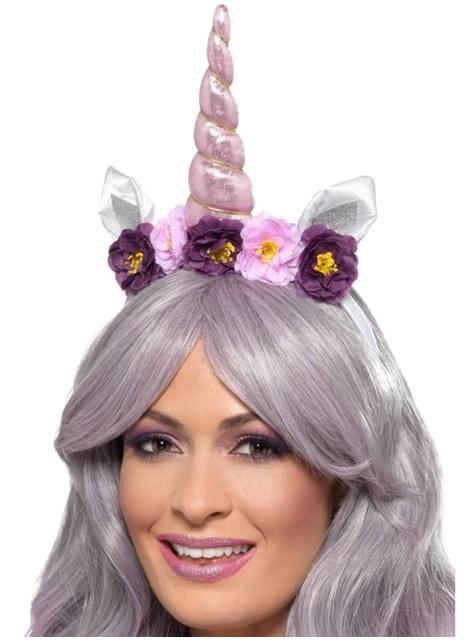 Diadema de cuerno de unicornio morado para adulto - Smiffys | Funidelia