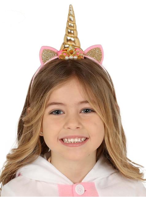 Diadema de unicornio dorada para niña - Guirca | Funidelia