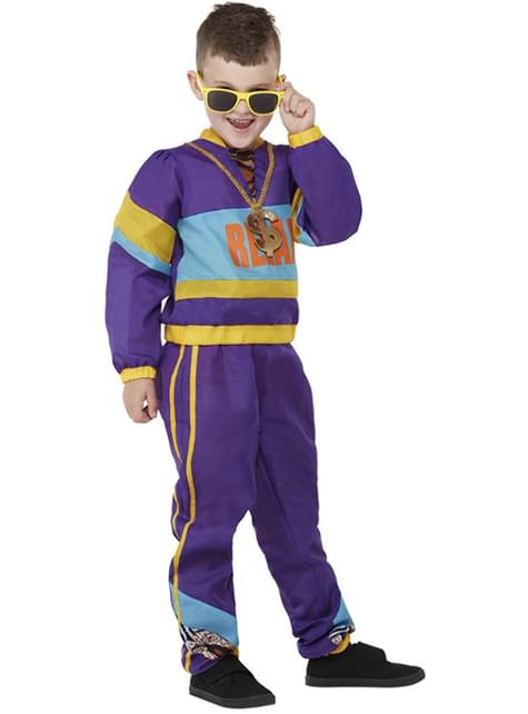 Disfraz años 80 morado para niño