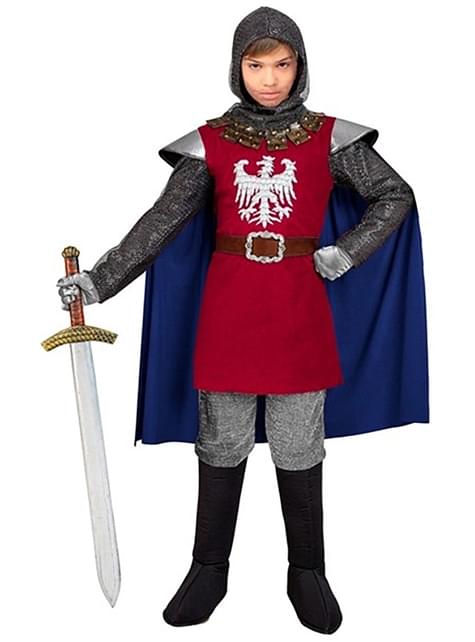 Disfraz de caballero medieval granate para niño - Widmann | Funidelia