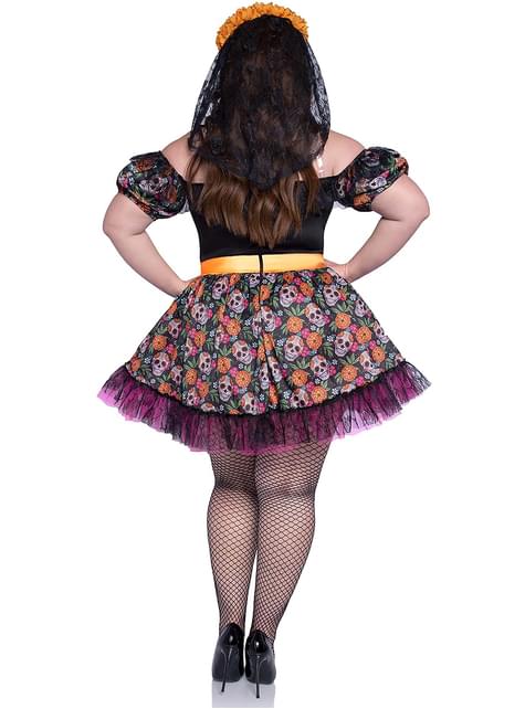 Disfraz de Catrina colorida para mujer talla grande