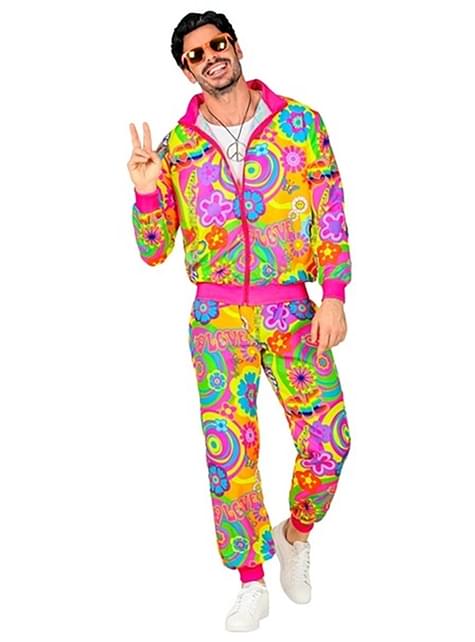Disfraz de chándal Hippie neón para adulto - Widmann | Funidelia