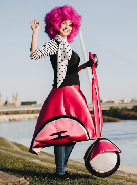 Disfraz de chica de los 50 en moto rosa - Nines Onil | Funidelia