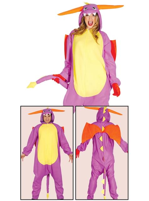 Disfraz de dragón morado onesie para adulto - Guirca | Funidelia