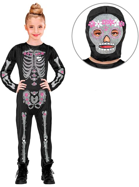 Disfraz de esqueleto glitter para niña - Widmann | Funidelia