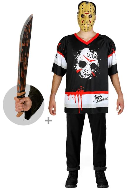 Disfraz de Jason Viernes 13 hockey para hombre con machete talla grande - Funiglobal | Funidelia