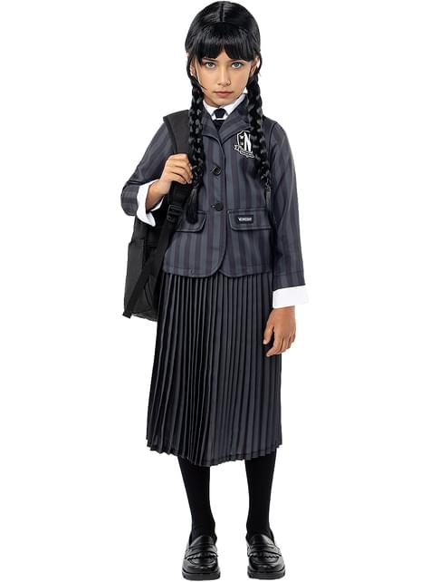 Disfraz de Miércoles Addams uniforme con peluca para niña - Wednesday Oficial Netflix - Funiglobal | Funidelia