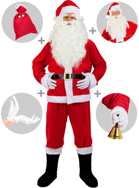 Disfraz de Papá Noel Deluxe para hombre con accesorios - Funiglobal | Funidelia