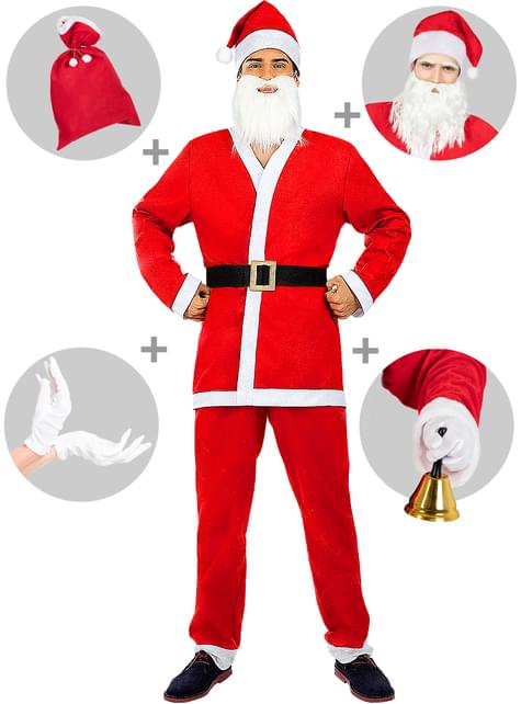 Disfraz de Papá Noel para hombre con accesorios - Funiglobal | Funidelia