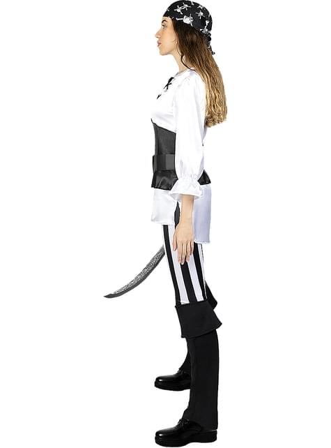 Disfraz de pirata a rayas para mujer- Colección blanca y negra