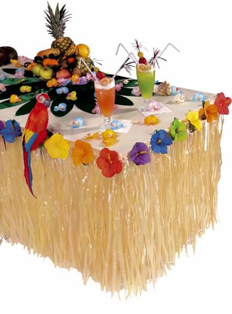 Falda de mesa hawaiana con flores - Widmann | Funidelia