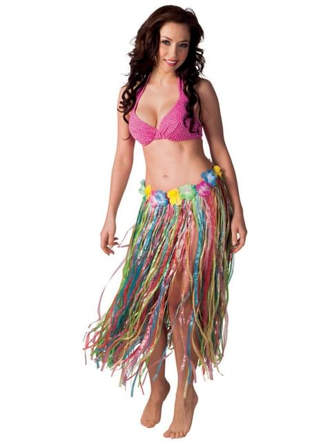 Falda hawaiana multicolor para mujer - Boland | Funidelia