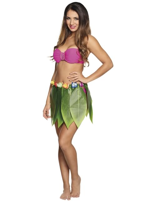 Falda hawaiana verde para adulto - Boland | Funidelia