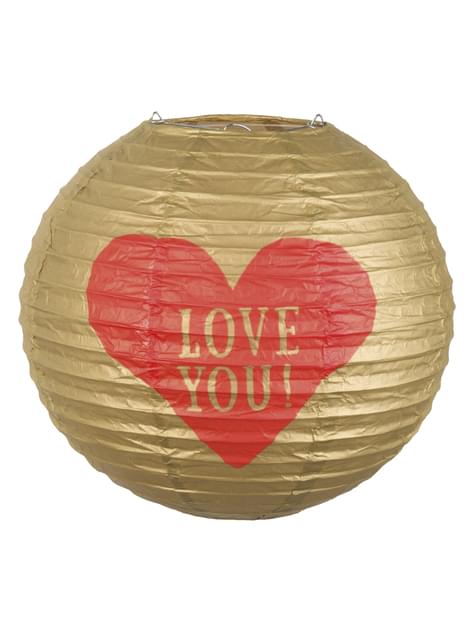 Farol esférico de papel con corazón -Love You - Boland | Funidelia