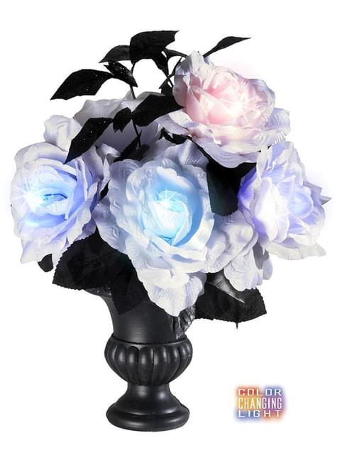 Florero con 6 rosas blancas con luces multicolores - Widmann | Funidelia