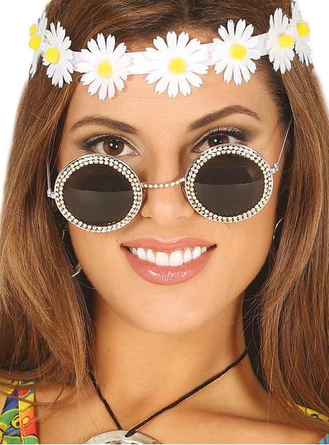 Gafas hippies con brillantes para mujer - Guirca | Funidelia
