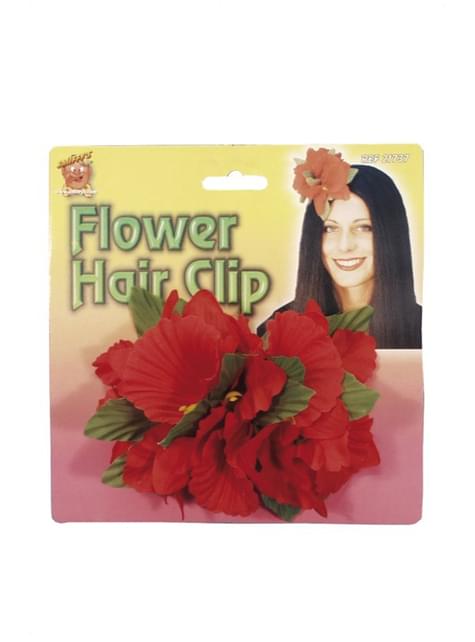 Gancho de pelo con flor hawaiana rojo - Smiffys | Funidelia