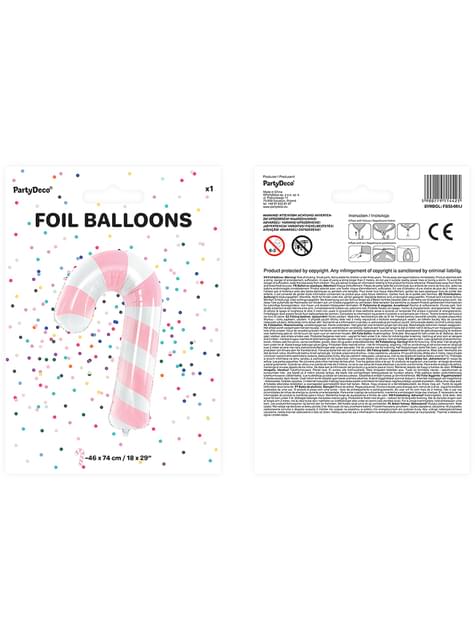 Globo bastón de caramelo rosa y blanco (74 cm) - Partydeco | Funidelia