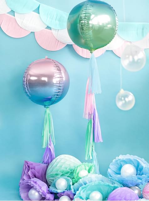 Globo con forma de bola azul y violeta iridiscente - Iridescent Mermaid - Partydeco | Funidelia