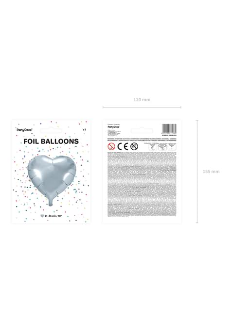 Globo de foil 45 cm con forma de corazón plateado - Partydeco | Funidelia