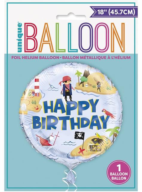 Globo de foil (46 cm) Happy Birthday - Ahoy Pirate - Unique | Funidelia