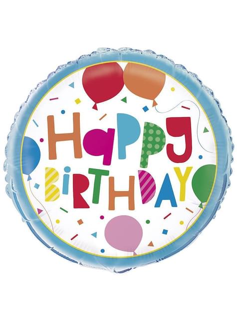 Globo de foil (46 cm) Happy Birthday - Colorful Balloons - Unique | Funidelia