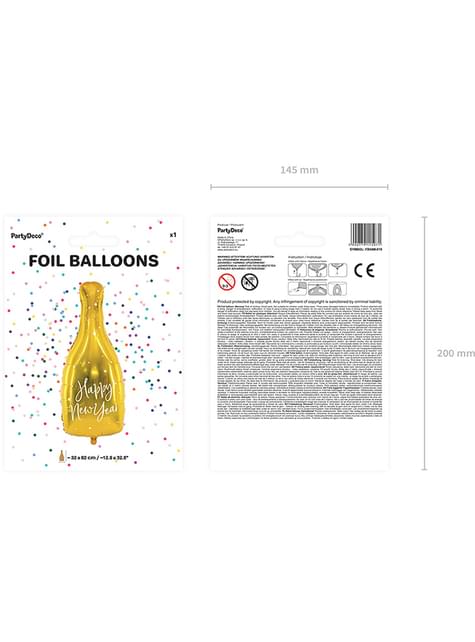 Globo de foil botella “Happy New Year“ (32x82 cm) - Partydeco | Funidelia