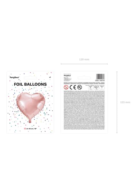 Globo de foil con forma de corazón oro rosa (45 cm) - Partydeco | Funidelia