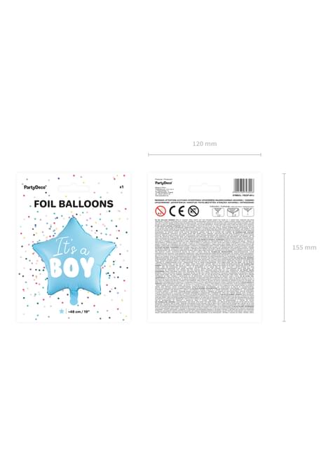 Globo de foil con forma de estrella “It’s a boy“ - Partydeco | Funidelia
