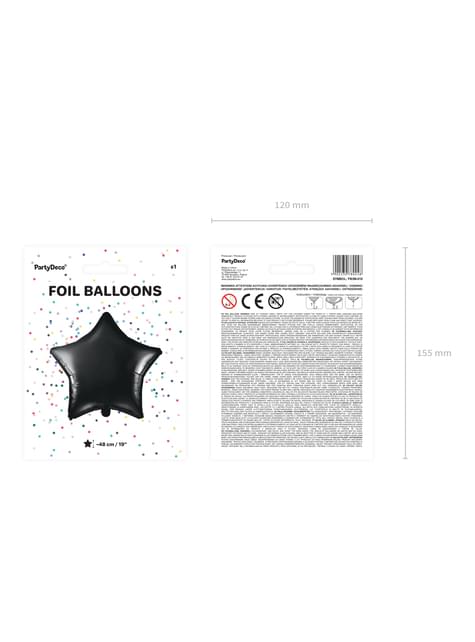 Globo de foil con forma de estrella negra - Partydeco | Funidelia