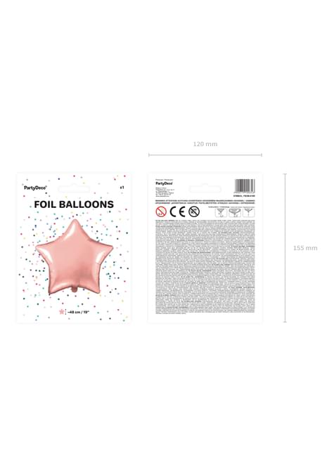 Globo de foil con forma de estrella oro rosa - Partydeco | Funidelia