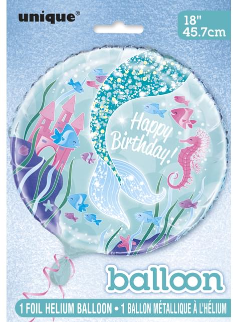 Globo de foil Happy Birthday cola de sirena - Sirena bajo del mar - Unique | Funidelia
