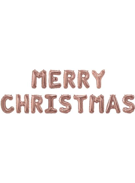 Globo de foil Merry Christmas oro rosa - Pink Christmas - Neviti | Funidelia