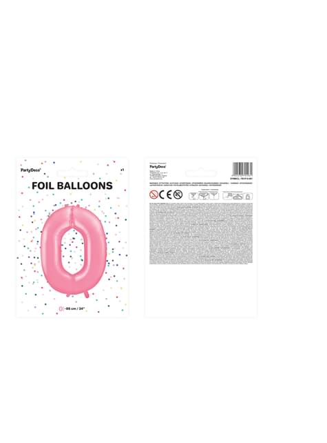 Globo foil “0“ en rosa 86 cm - Partydeco | Funidelia