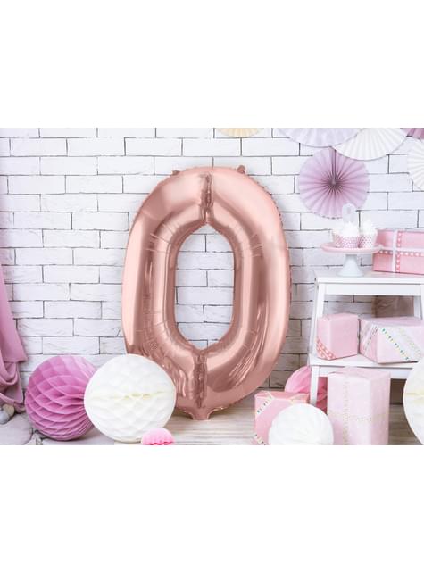 Globo foil “0“ oro rosa (86 cm) - Partydeco | Funidelia