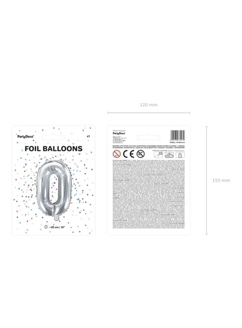 Globo foil “0“ plateado - Partydeco | Funidelia