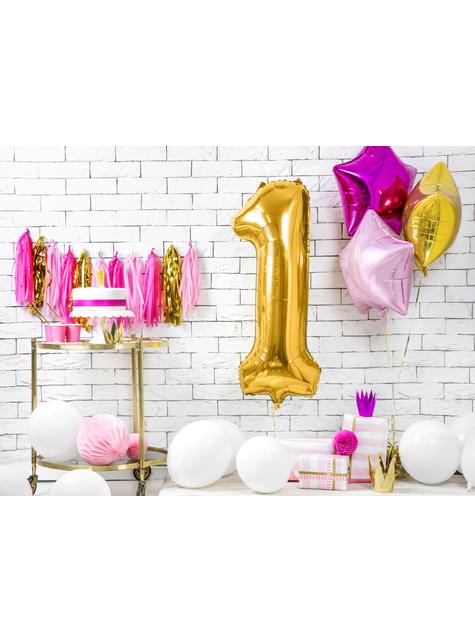 Globo foil “1“ en dorado 86 cm - Partydeco | Funidelia