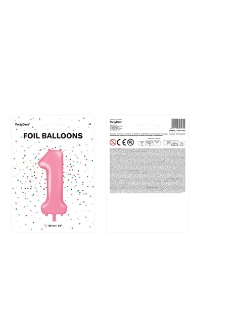 Globo foil “1“ en rosa 86 cm - Partydeco | Funidelia