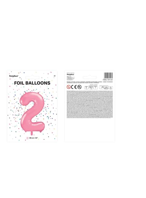 Globo foil “2“ en rosa 86 cm - Partydeco | Funidelia