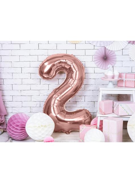 Globo foil “2“ oro rosa (86 cm) - Partydeco | Funidelia