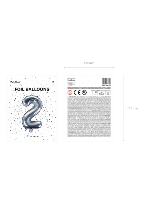 Globo foil “2“ plateado - Partydeco | Funidelia