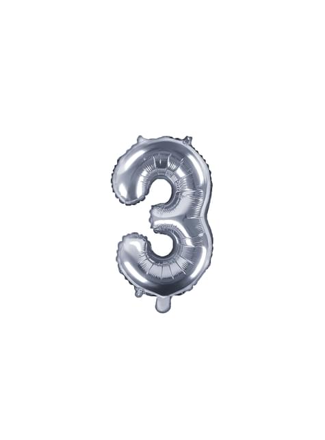Globo foil “3“ plateado