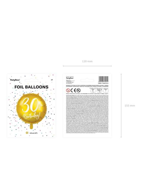 Globo foil “30“ dorado - Partydeco | Funidelia