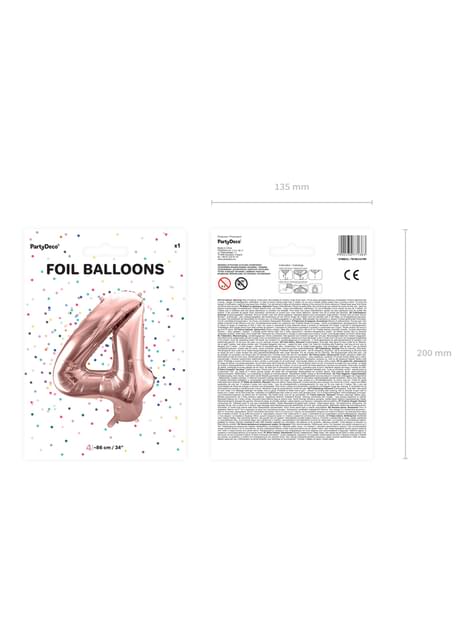 Globo foil “4“ oro rosa (86 cm) - Partydeco | Funidelia