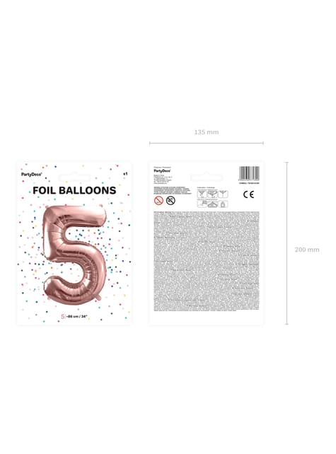 Globo foil “5“ oro rosa (86 cm) - Partydeco | Funidelia