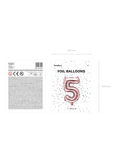 Globo foil “5“ oro rosa (35 cm) - Partydeco | Funidelia