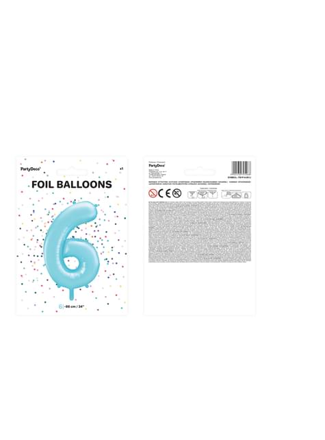 Globo foil “6“ en azul claro 86 cm - Partydeco | Funidelia