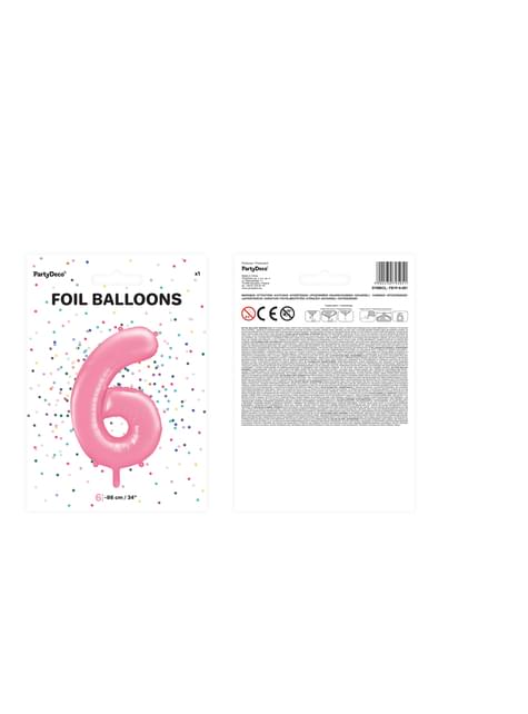 Globo foil “6“ en rosa 86 cm - Partydeco | Funidelia